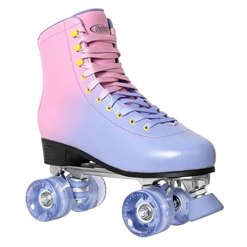 Nattork Roller Skates for Women, PU Leather High-top Quad Skates for Beginner, Indoor Outdoor 4 Wheels Double-Row Skates for Adults - Image 1