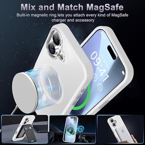 Newfuture Magnetic for iPhone 17 Case [Compatible with Magsafe] [Military Grade Drop Protection] Translucent Matte Anti-Scratch Shockproof Protective Phone Cover 6.3 Inch, Frosted White thumbnail 2
