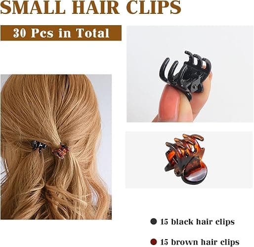 30PCS Mini Hair Clips Small Hair Claws Mini Claw Hair Clips for women with Storage box Non-slip Hair Catch for Women Girl's Hair Black and Brown thumbnail 3