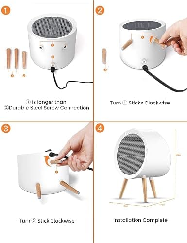 Gaiatop Portable Space Heater for Indoor Use, 1000W/600W Small Electric Desk Heater for Bedroom or Office, 2s PTC Ceramic Heating, Overheat & Tip-Over Protection, Cute Gifts for Women Men, White thumbnail 8