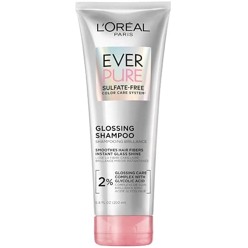 L’Oreal Paris Sulfate Free Glossing Shampoo with Glycolic Acid, Provides Intense Glass Hair Shine, Smoothness & Soft Feel, Suitable for Dull, Dry, and Color-Treated Hair, EverPure, 6.8 Fl Oz - Image 1