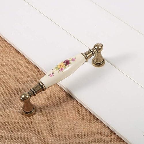 Poignée de Meuble Antique, Motif de Fleurs Rurales Vintage, Poignées de Meuble en Céramique en Bronze, Poignées de Porte, Commodes de Tiroir Vintage, Poignées de Plateau de Bricolage (#1-2 pièces) thumbnail 8