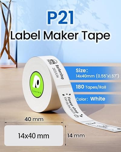 Odolpin 3 Rolls Compatible with Nelko P21 Label Maker Tape,14x40mm (0.55"x1.57"),180 Labels/Roll, White,Self-Adhesive Tag P21 Label Tape, Replace for NADAIIN N12, ORGBRO X1, ORGSTA S001 Label Maker thumbnail 4