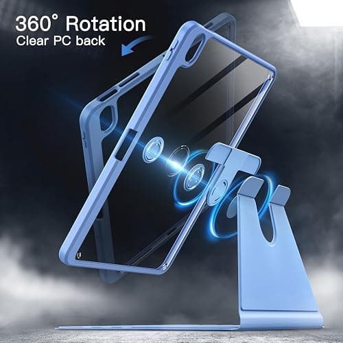 JETech Rotating Case ONLY for iPad Air 11-Inch M4/M3/M2 (2026/2025/2024), iPad Air 5/4 (2022/2020 5th/4th Generation 10.9-Inch), 360 Degree Rotation Protective Stand Cover Clear Back (Sky Blue) thumbnail 3