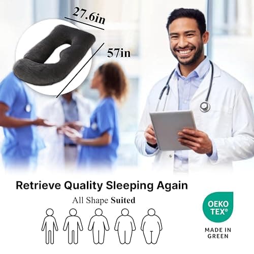 ALLOPERA Pregnancy Pillow, Full Body Maternity Pillow 57 inch, with Removable Washable Cover - Sleep Support for Legs, Back, Neck, Shoulder, HIPS, Belly for Pregnent Women, Velvet (Coal-Black) thumbnail 6