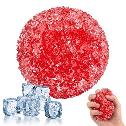 Crunchy Squishy Stress Ball, Slushy ICY Squeeze Toy (Red) | Hand Calming Fidget Ball for Office Desk Travel Adult Stress Relief - Image 1