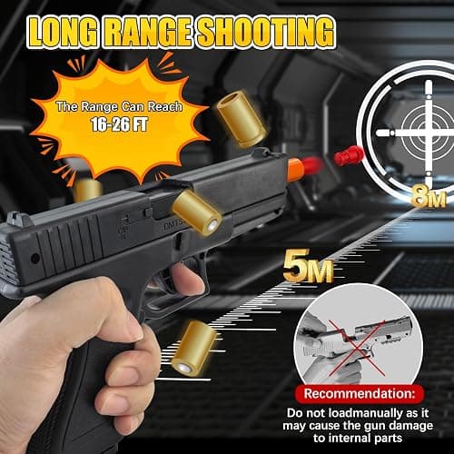 Soft Bullet Toy Gun with Shell Ejecting,Gun Fidget Toy with 100 Soft Bullets, 24 Shells and 2 Magazines,Education Toy Model,Christmas Birthday Gifts for Boys&Girls Kids Adults Age 8+(Black) thumbnail 5