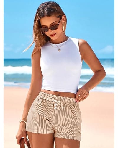 BTFBM Striped Boxer Shorts for Women 2025 Summer Y2k Vacation Beach Bottoms Lounge Sleep Pj Pajama Shorts Spring Clothes thumbnail 5