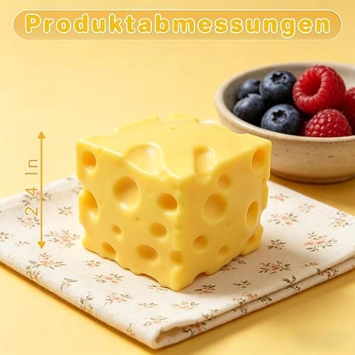 2Pcs Cheese Squishy (6cm),Cheese Block Squeeze Toy,Squishies Stress Relief Fidget Toy Suitable for Adult use in Offices and Homes thumbnail 3