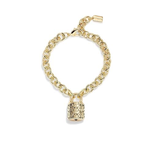 Coach Quilted Padlock Bracelet - One Size - Gold 3 thumbnail 2