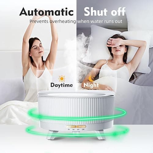 500ML Large Capacity Essential Oil Diffuser, Ultrasonic Aromatherapy Diffuser with 7 Color LED Lights with Remote Control, Cool Mist Humidifier, Timed Mist, Auto Shut-Off (Minimalist White) thumbnail 3