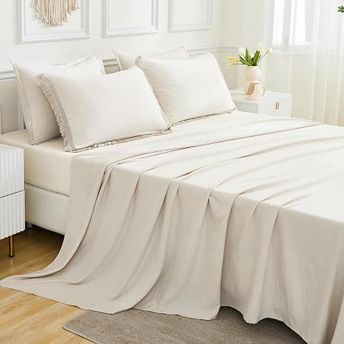 Andency Beige Comforter Set Full Size with Sheets -7 Pieces Boho Tassel Bed in a Bag Soft Lightweight Bedding Sets, All Season Fringe Bed Set with Comforter, Sheets, Pillowcases & Shams thumbnail 8