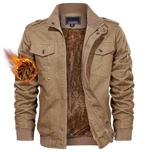 TACVASEN Men's Winter Jacket-Fleece Cotton Military Coat Thicken Casual Cargo Bomber Jacket - Image 1