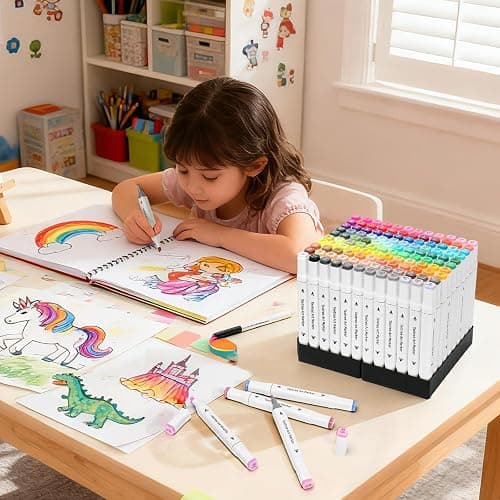 Taotree Alcohol Markers Set 120 Colors with Case & Holders, Dual Tips Art Coloring Markers Pens, Chisel & Fine Sketch Pens Art Supplies for Artist Adult Coloring Books Drawing, Painting, Sketching thumbnail 2