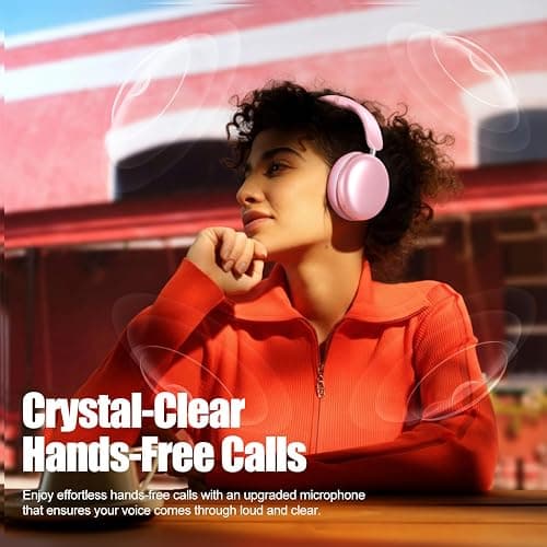 Wentronic Y06 Noise Cancelling Headphones,58H Playtime and 5 EQ Music Modes Wireless Over Ear Bluetooth Headphones with Microphone,Lossless Audio,Multipoint Connection,Foldable,Lightweight,Pink thumbnail 6