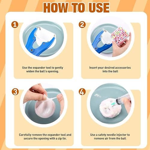 Simgoing 24 Pcs Stress Ball Making Kit Squishy Skins DIY,Milky | Vacuum Device Expander Tool Included, Your Own Fidget Pressure Balls, Sensory Relief for Adults, DIY Craft Activity Set thumbnail 4