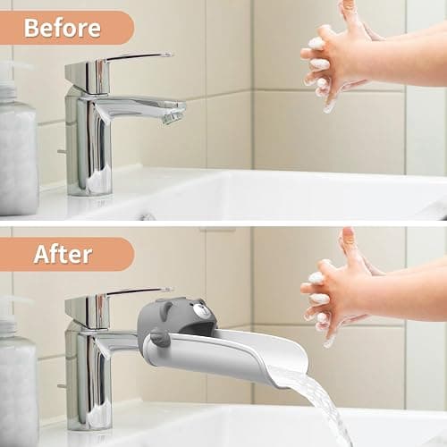 Skyroku Faucet Extender for Toddlers, Sink Extenders with Temperature Sensitive for Kids Hand Washing Sink Faucet Extension,Suitable for Bathroom Sink, Kitchen,Bathtub (Grey) thumbnail 6