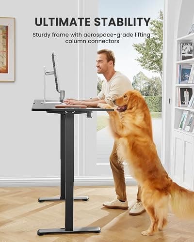 ErGear Height Adjustable Electric Standing Desk, 47.2 x 23.6 Inches Sit Stand up Desk, Memory Computer Home Office Desk with Two-Piece Desktop (Black) thumbnail 4