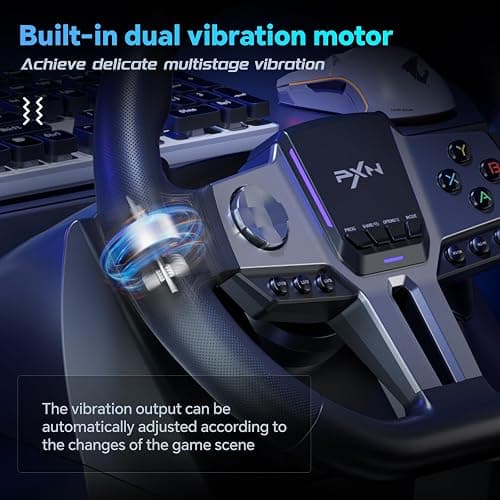 PXN PC Steering Wheel, V9 GEN2 Universal Usb Car Sim 270/900 Degree Race Steering Wheel with 3-Pedals and Shifter Bundle for PC, Xbox One, Xbox Series X/S, PS4, PS3 thumbnail 3