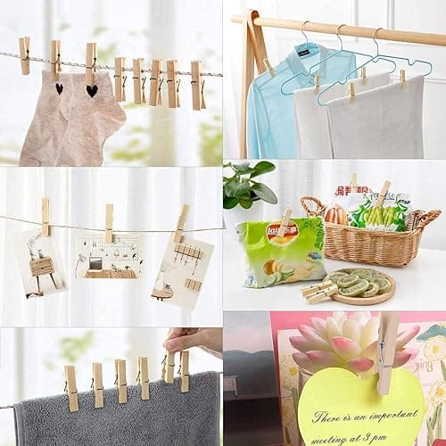 500pcs Large Wooden Clothespins - Heavy Duty Wood Pegs Clothes Pins for Laundry Hanging Clothing - Wood Pins for DIY Crafts - Wood-500pcs-3 Inch thumbnail 2