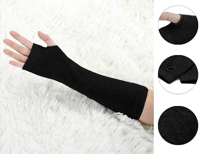 Allegra K Unisex Classic Fashion Stretch Fingerless Arm Warmers Oversleeve thumbnail 2