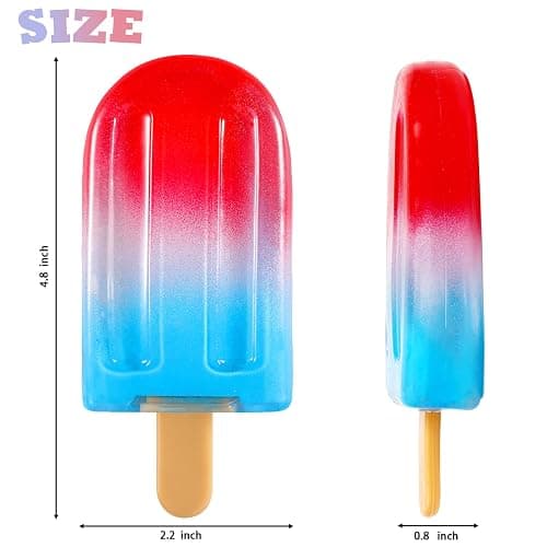 Malt Sugar Popsicle Squishy, Ice Cream Squishies Slow Rising Sensory Fidget Travel Toys for Adults, Kids, and Teens – Summer Classroom Prize (Red White Blue) thumbnail 2