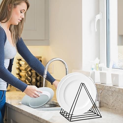 QPEY Triangle File Holder,5 Slot Metal Vinyl Record Stand Holder Magazine Newspaper Holder Photography Props for Office Home 1 Pc (black) thumbnail 6