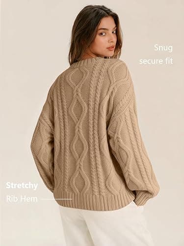 Trendy Queen Women's Oversized Cable Knit Sweaters 2026 Fall Outfits | Quiet Luxury Style, Chunky Knit Texture, Winter Holiday Outfit, Easy Layering Piece, Fall Fashion Staple thumbnail 5