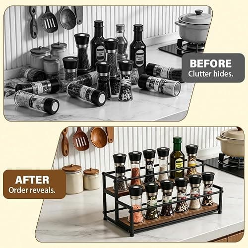 Foliantrix Coffee Syrup Organizer Rack 2-Tier Wine Rack Spice Racks Coffee Bar/Station Organizers Liquor Cabinet/Stand/Decor Bottle Organizer for Countertop Display Shelves/Holder/Storage thumbnail 8