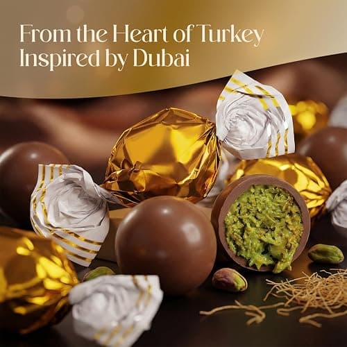 Pistazia Dubai Chocolate Gift Box — Real Pistachio Butter & Crispy Knafeh Kadayif Filling, 8.8oz Premium Milk Chocolate in Reusable Black Tin — Authentic Luxury Gift Set for Mother's Day & Eid thumbnail 4