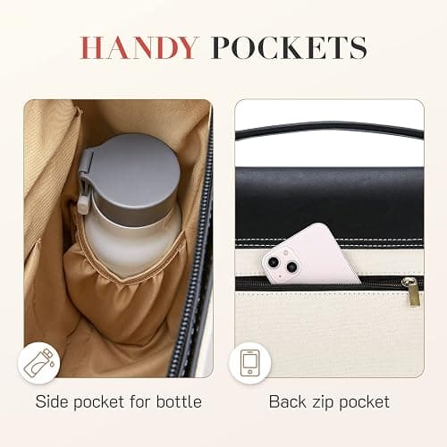Missnine Laptop Bag 15.6 inch Canvas Messenger Bag for Women Professional Work Bag Shoulder Bag thumbnail 4