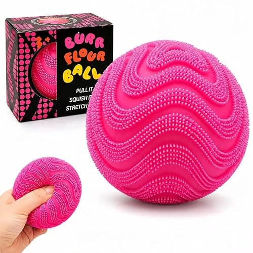Fuzz Ball Squishy Stress Ball,Soft Fidget Squishy Fuzz Squeeze Ball for Adults,Anxiety Stress Relief Toys,Party Favors Gift for Adults (Pink Ball) - Image 1