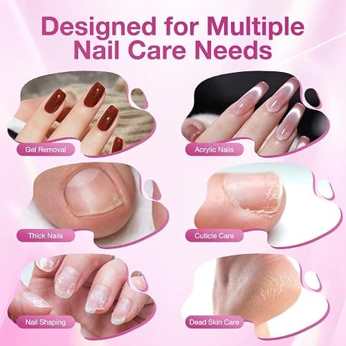 PYRYSA Cordless Electric Nail Drill File, Professional Nail Drill Machine for Acrylic Gel Dip Powder Polish, LED Display, Rechargeable Portable Manicure Pedicure Kit for Beginners Home & Salon, Pink thumbnail 7