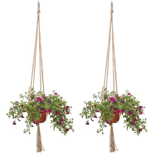 EBOOT 2 Pack 48 Inch Large Macrame Plant Hanger Rope to Hang Flower Pot Plant Holder for Indoor Outdoor Decorations, 4 Legs (Linen Color) thumbnail 5