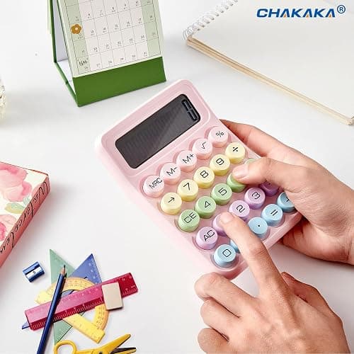 Electronic Calculator,12 Digits Large LCD Display Small Desktop Calculators,Pink Basic with Big Buttons,Easy to Press Mechanical Switch Calculator,4 Function Office Supplies for Home and School (Pink) thumbnail 5