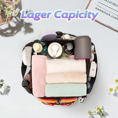 famichan Mesh Shower Caddy Portable, Dorm Room Essentials for College Students, Large Capacity with 8 Pockets Shower Bag for Camping,Swimming,Gym,Travel thumbnail 7
