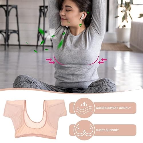 EXCEART Breathable Sweat Guard Underwear Vest - Absorbing Underarm Sweat Vest - Washable and Reusable for Women and Ladies thumbnail 9