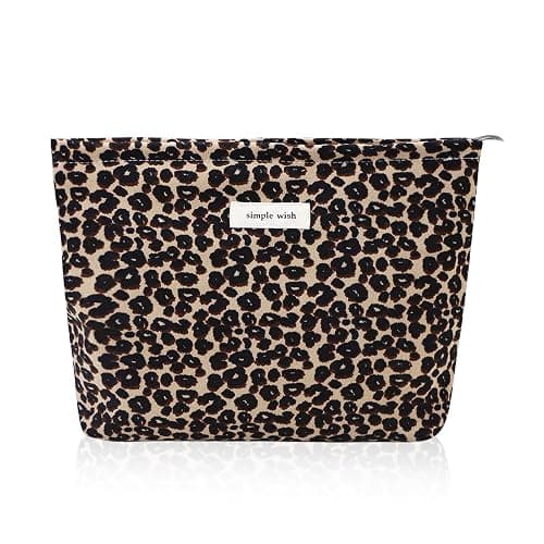 Leopard Makeup Bag Cosmetic Bag for Women and Girls Large Capacity Toiletry Bag Makeup Pouch Canvas Aesthetic Travel Makeup Bag Zipper Pouch (Leopard Print) - Image 1