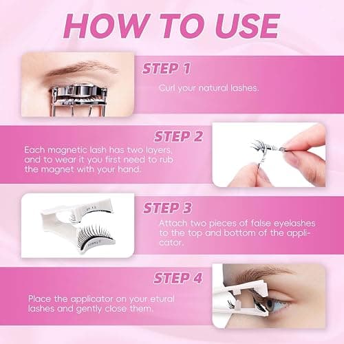FADLASH Magnetic Eyelashes with Applicator 4 Pairs Magnetic Lashes Natural Look No Glue Needed Reusable Easy to Wear False Eyelashes (604+079+806+B7) thumbnail 6
