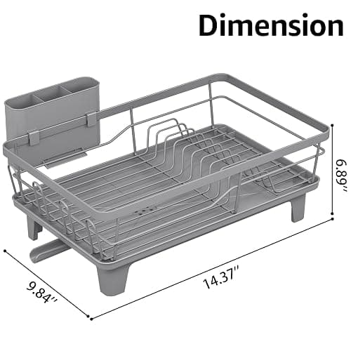 Urackify Dish Drying Rack - Large Dish Rack with Drainboard for Kitchen Counter, Stainless Steel Dish Drainer Fits Most Kitchen Sinks, Gray thumbnail 2