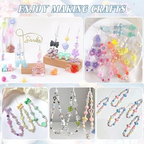 TINKRSTUFF Assorted 500PCS 10 Colors Mixed Acrylic Beads for Bracelet Making, Flower Bow Butterfly GummyBear Aesthetic Bracelet Charms,Cute Beads for Jewelry Making DIY Necklace Keychain Phone Charm thumbnail 5
