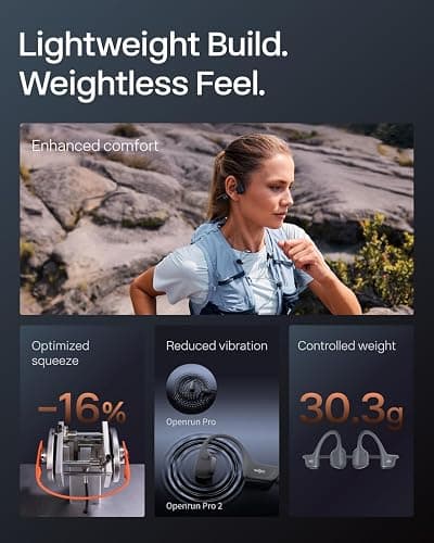 SHOKZ New OpenRun Pro 2 - Open-Ear, Bone Conduction Sport Headphones - with Reflective Strip - Sweat Resistant, Workout Headphones - Secure, Wireless, Comfortable Fit-Deep Bass and Smart Mic App thumbnail 7