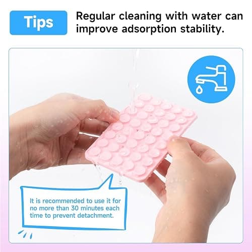 QxbBox Silicone Suction Cup Phone Case Mount Double Sided, Hands-Free Strong Grip Holder for Selfies and Videos,Silicon Sticky Phone Grip with Higher Suction Power for Cell Phone Light Pink thumbnail 7