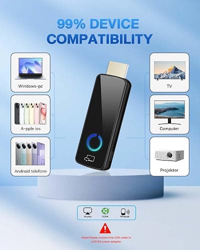 2025 Upgrade Tongtion Wireless Display Dongle Adapter, Portable Transmitter 4K HDMI Streaming, AirPlay/Miracast, 5GHz WiFi | Plug & Play for Smartphone/PC/TV/Projector(Focus) thumbnail 3
