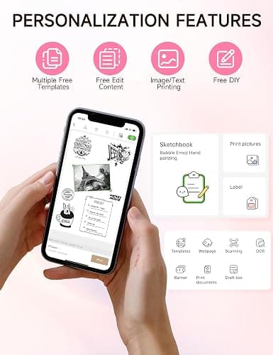 iDPRT Sticker Printer, Portable Sticker Maker Machine, Mini Inkless Bluetooth Thermal Printer for iPhone & Android, Pocket Printer for Labels, Barcodes, DIY Journaling, Kids Gift, Pink thumbnail 8