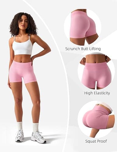 TDIFFUN Workout Shorts for Women 3 Pack Seamless Scrunch Butt Lifting Gym Impact Shorts Yoga Biker Booty Athletic Shorts thumbnail 3