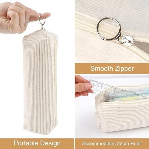 Cute Pencil Case, Corduroy Aesthetic Pencil Case for Girls Boys, Pen Pouch, Pencilcase，Simple Stationery Pen Case, Makeup Bag, Portable Pencil Pouch, Pencil Cases for Women Teenage College Exams thumbnail 7