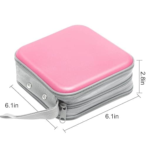 Siveit CD Case, 40 Capacity CD/DVD Case Holders Wallet Hard Plastic DVD Disc Cases Storage Binder for Car Home Office Travel (Pink) thumbnail 6