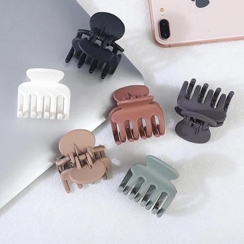 USDNICE 6 Pcs Hair Clips Small Claw Clips for Thin Hair Medium Matte Non-slip Hair Accessories for Women and Girls (Brown) thumbnail 8