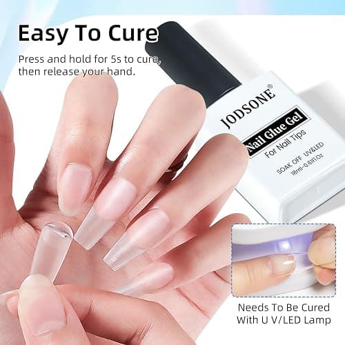 JODSONE 18ml Nail Glue Gel Polish U V Light Cured Clear Press on Nails Extension Fake at Home Salon DIY thumbnail 4